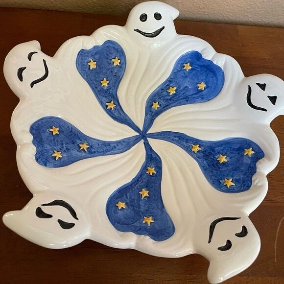 Pacific Rim Hand Painted Ghost Stars Plate Vintage HTF! - Picture 1 of 11